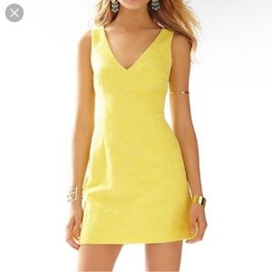 Lilly Pulitzer Madden Dress Resort Wear Pineapple Jacquard Yellow Mini